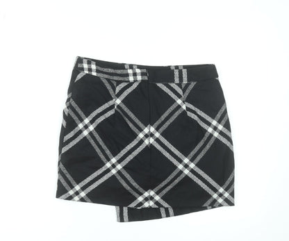 Next Womens Black Check Mini Wool Blend Skirt UK 10