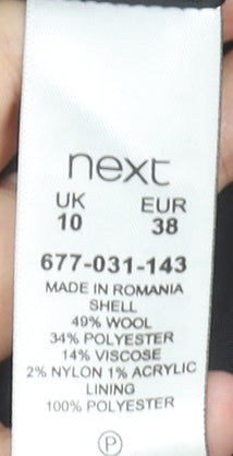 Next Womens Black Check Mini Wool Blend Skirt UK 10