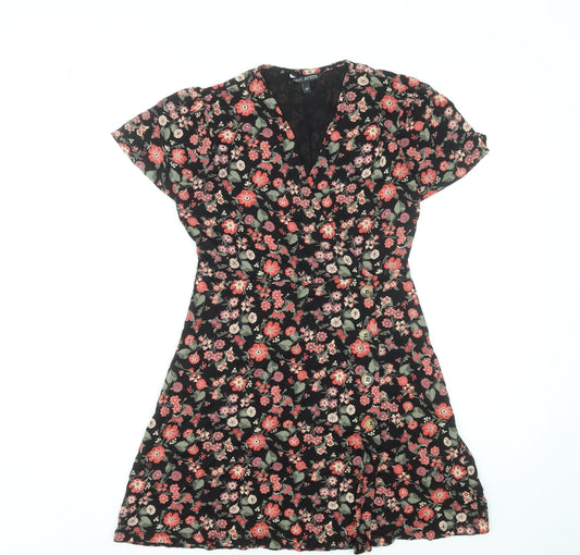 Next Petite Women's Multicoloured Floral A-Line Short Dress Size 8