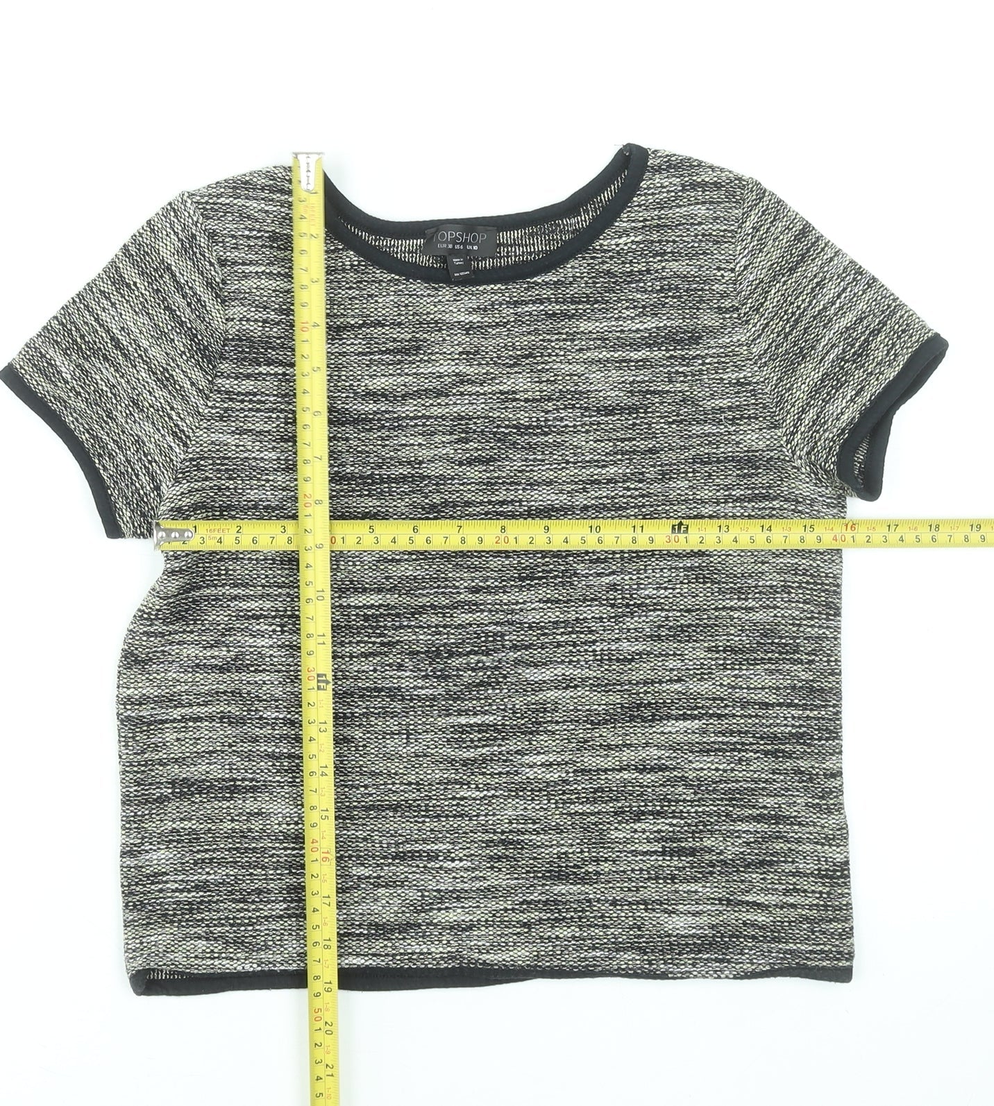 Womens UK Size 10 Topshop Grey Basic T-Shirt