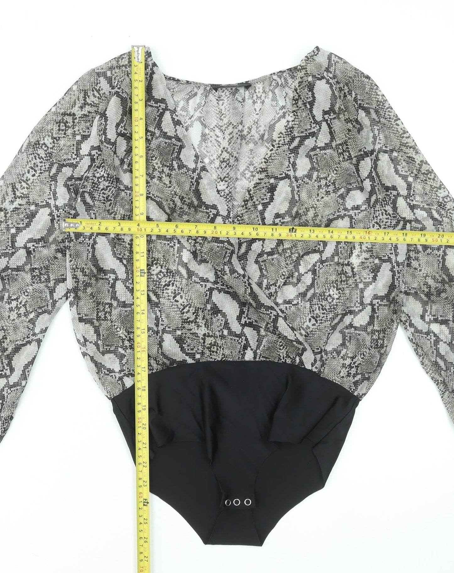 Zara Women Snake Print Bodysuit Blouse Black Beige M