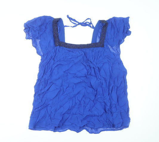 Evans Women’s Blue Beaded Tunic Blouse Size 24 Viscose