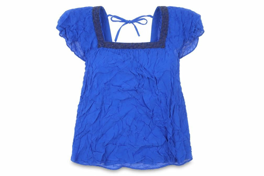 Evans Women’s Blue Beaded Tunic Blouse Size 24 Viscose