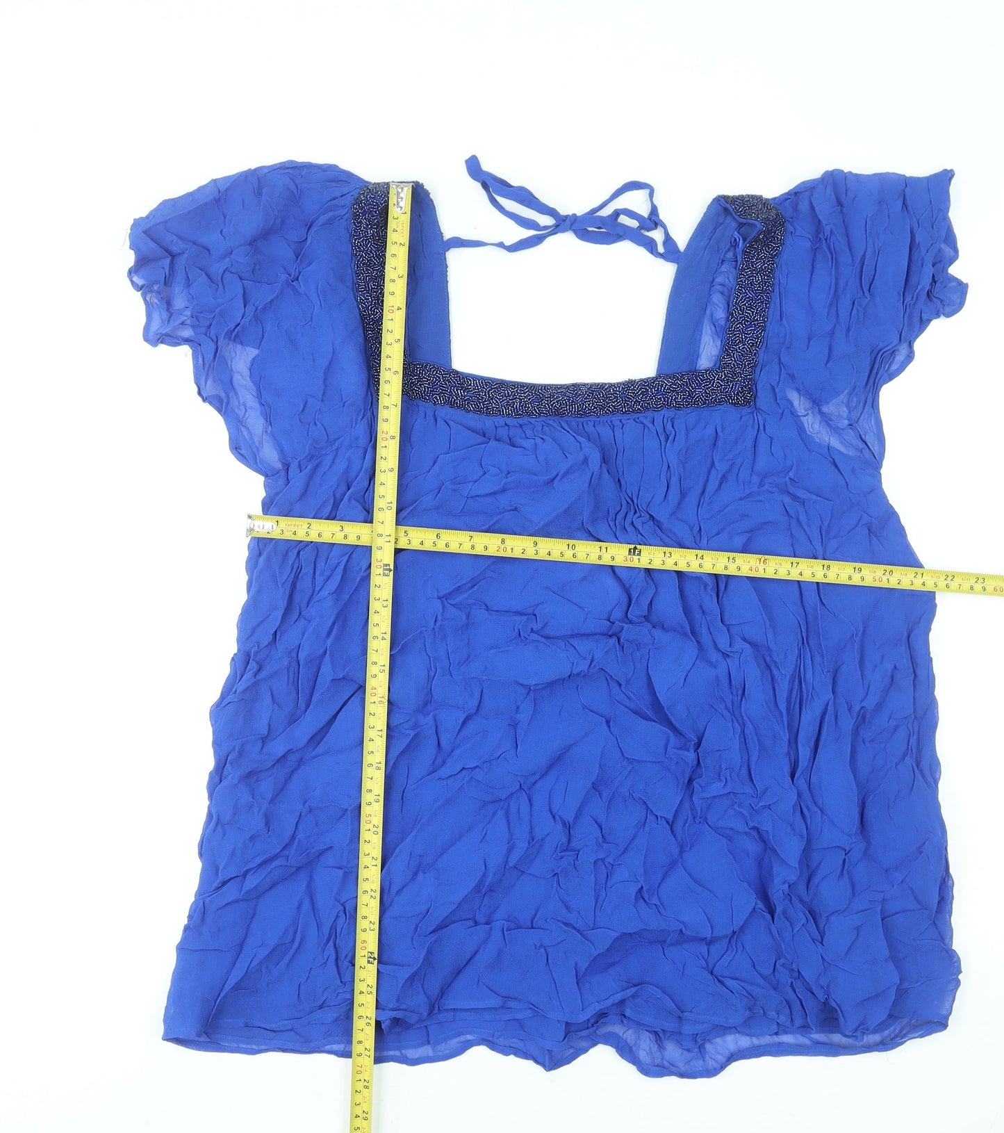 Evans Women’s Blue Beaded Tunic Blouse Size 24 Viscose