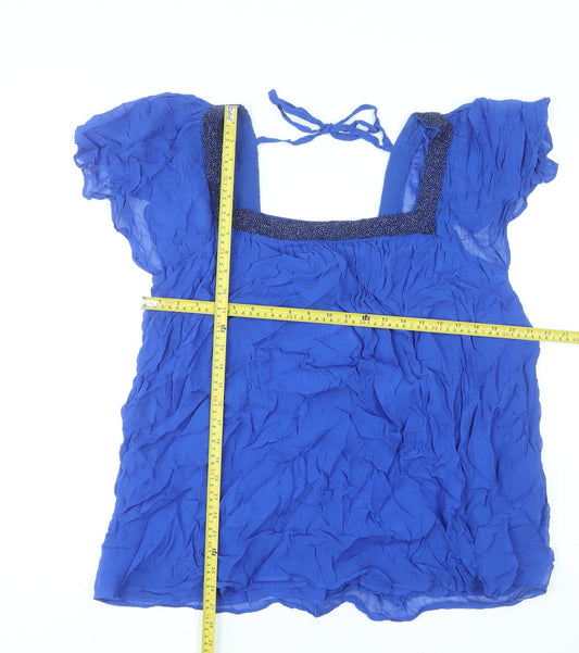 Evans Women’s Blue Beaded Tunic Blouse Size 24 Viscose