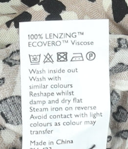 John Lewis Women’s Beige Animal Print Puff Sleeve Viscose Blouse Size 12