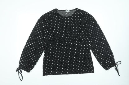 Womens UK Size L Dorothy Perkins Black Tunic Blouse