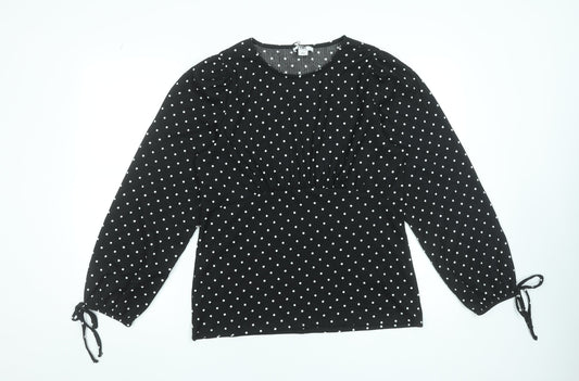 Womens UK Size L Dorothy Perkins Black Tunic Blouse