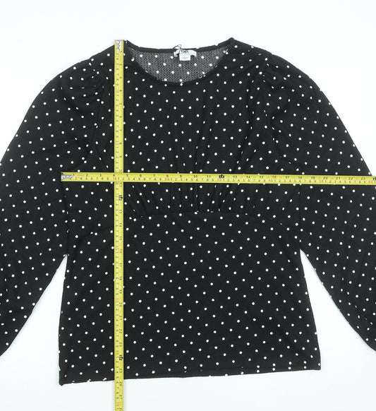 Womens UK Size L Dorothy Perkins Black Tunic Blouse