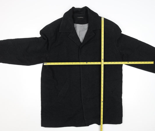 George Men's Grey L Cotton Blend Mid-Length Overcoat Size L