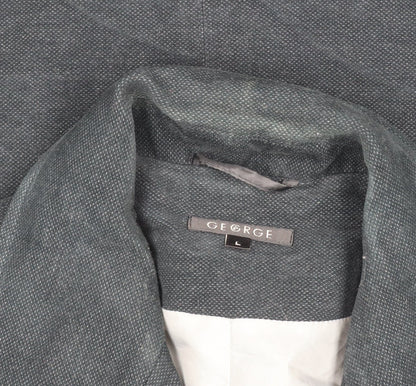 George Men's Grey L Cotton Blend Mid-Length Overcoat Size L