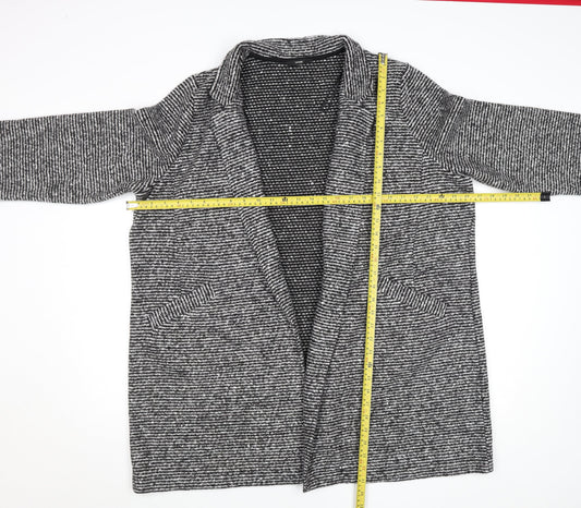 George Women’s Grey Striped Collared Long Sleeve Knit Cardigan XL