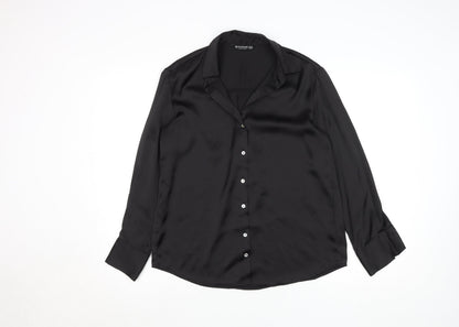 Womens UK Size XS Stradivarius Black Basic Button-Up
