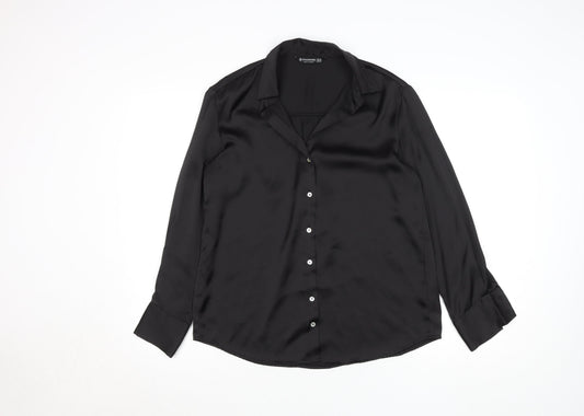 Womens UK Size XS Stradivarius Black Basic Button-Up