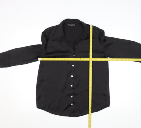 Womens UK Size XS Stradivarius Black Basic Button-Up
