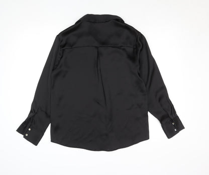 Womens UK Size XS Stradivarius Black Basic Button-Up
