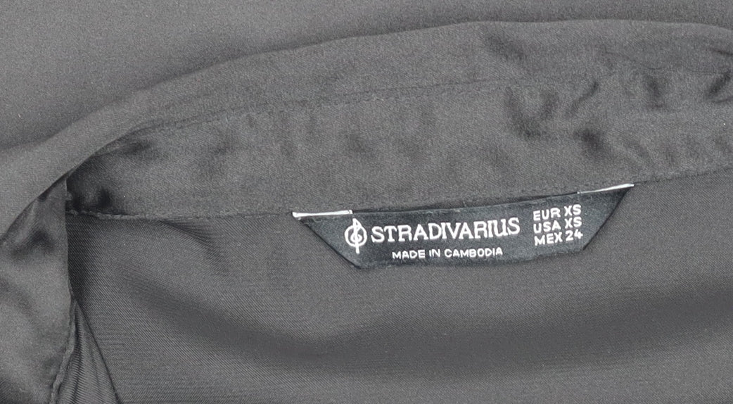 Womens UK Size XS Stradivarius Black Basic Button-Up
