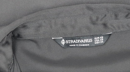 Womens UK Size XS Stradivarius Black Basic Button-Up