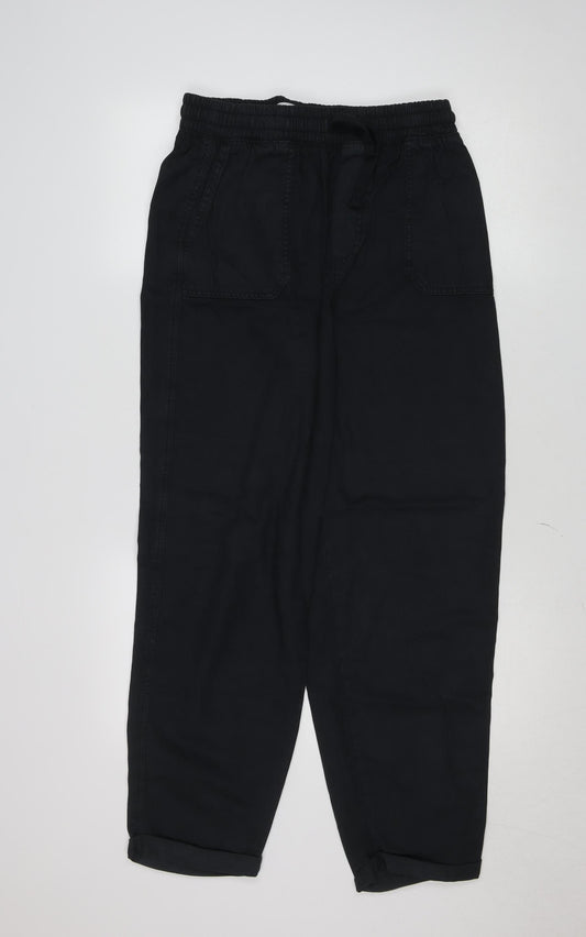 Primark Women Black Cargo Trousers M Elastic Waist Lyocell