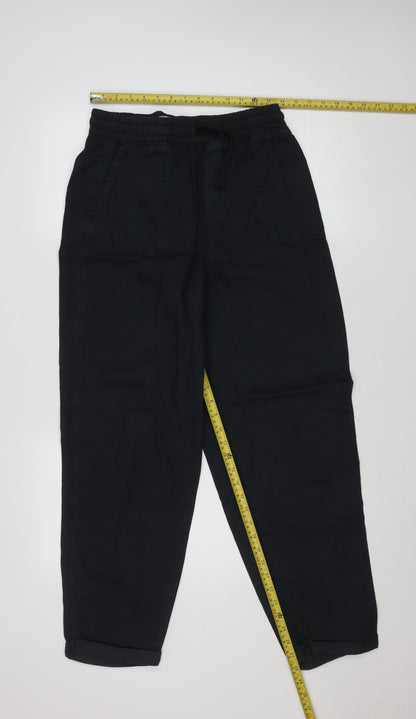 Primark Women Black Cargo Trousers M Elastic Waist Lyocell
