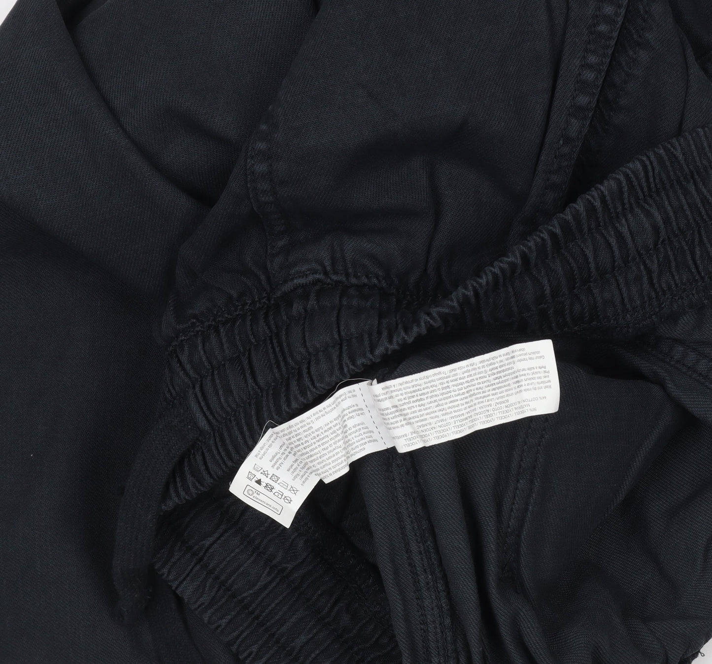 Primark Women Black Cargo Trousers M Elastic Waist Lyocell