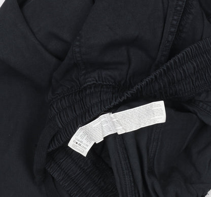 Primark Women Black Cargo Trousers M Elastic Waist Lyocell