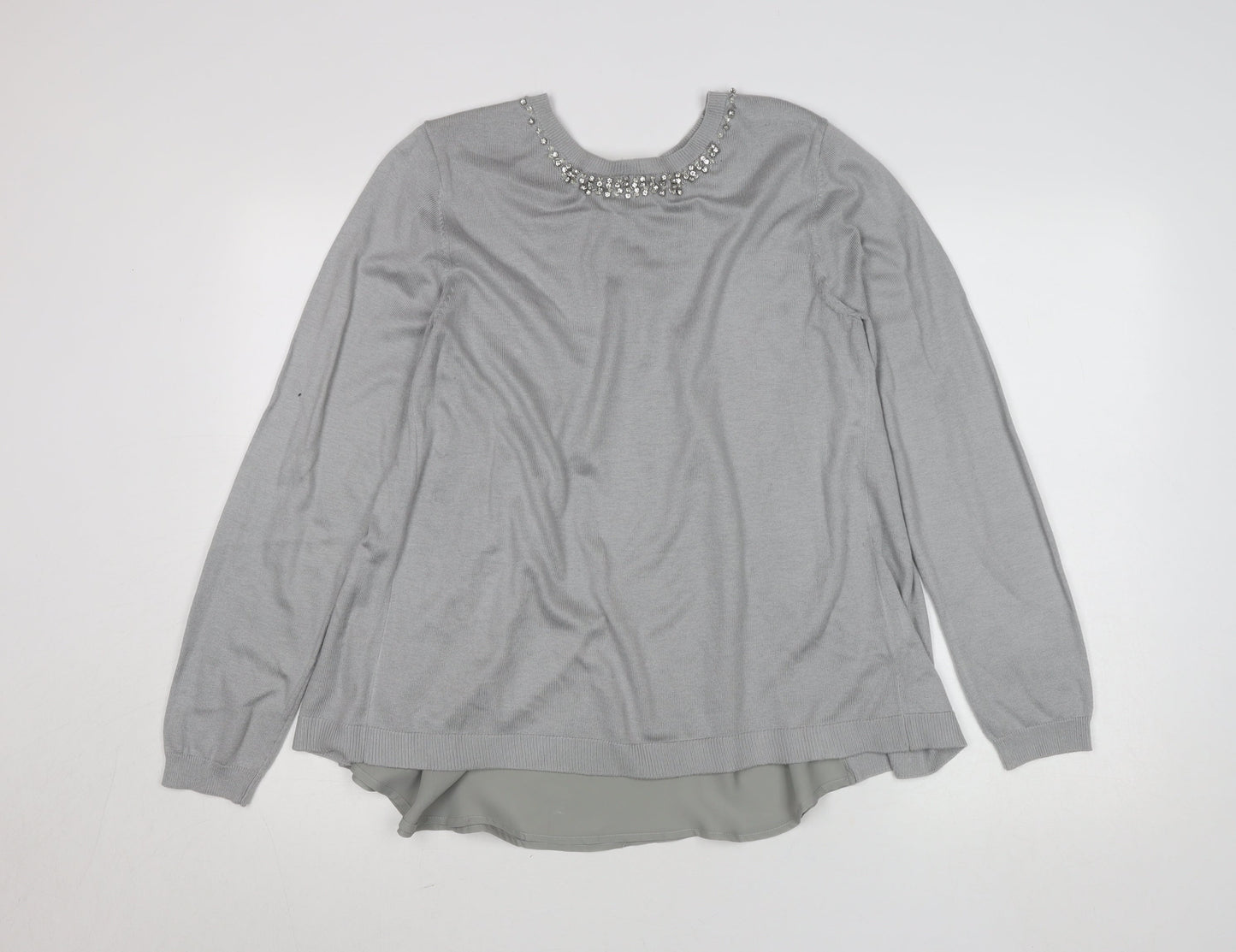 Womens UK Size L Oasis Grey Basic Blouse