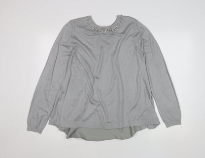Womens UK Size L Oasis Grey Basic Blouse