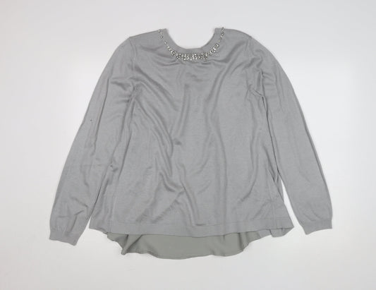 Womens UK Size L Oasis Grey Basic Blouse