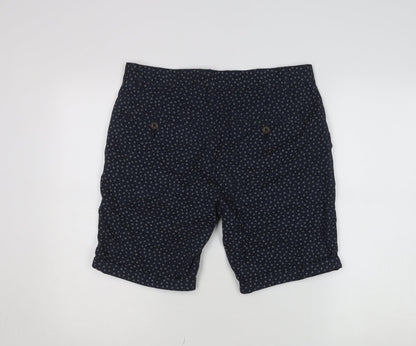 Broken Standard Men Blue Geometric Cotton Chino Shorts Size 32