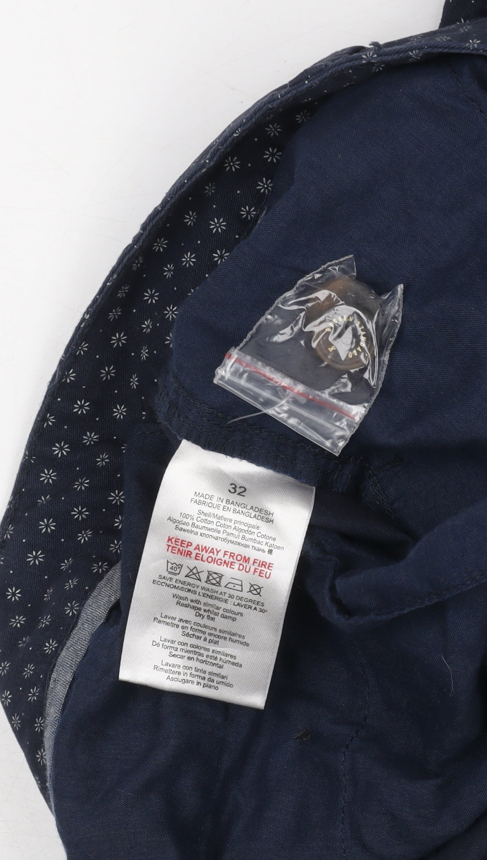 Broken Standard Men Blue Geometric Cotton Chino Shorts Size 32