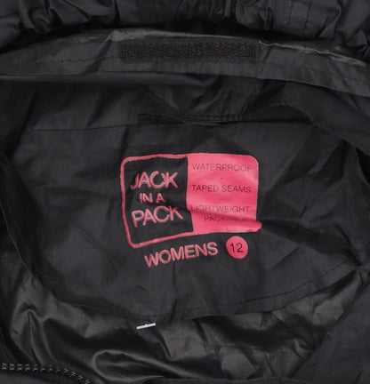Womens UK Size 12 Jack In A Pack Black Rain Coat
