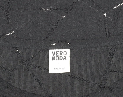 Womens UK Size L VERO MODA Black Tunic Blouse