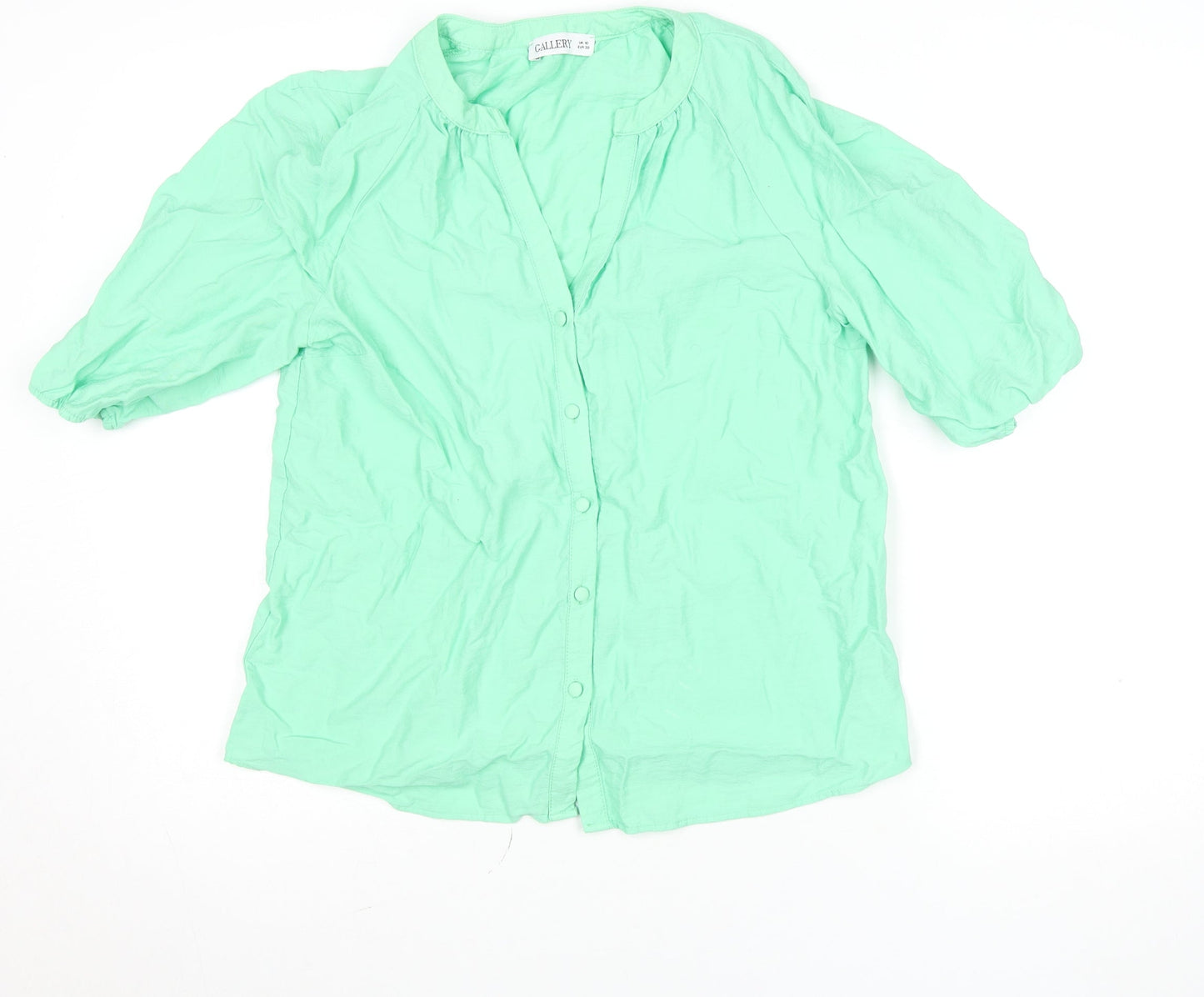 Womens UK Size 10 Gallery Green Basic Button-Up