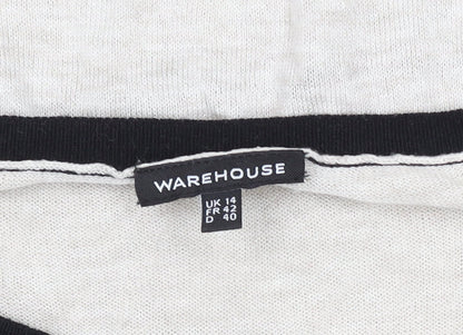 Womens UK Size 14 Warehouse Beige Jersey T-Shirt
