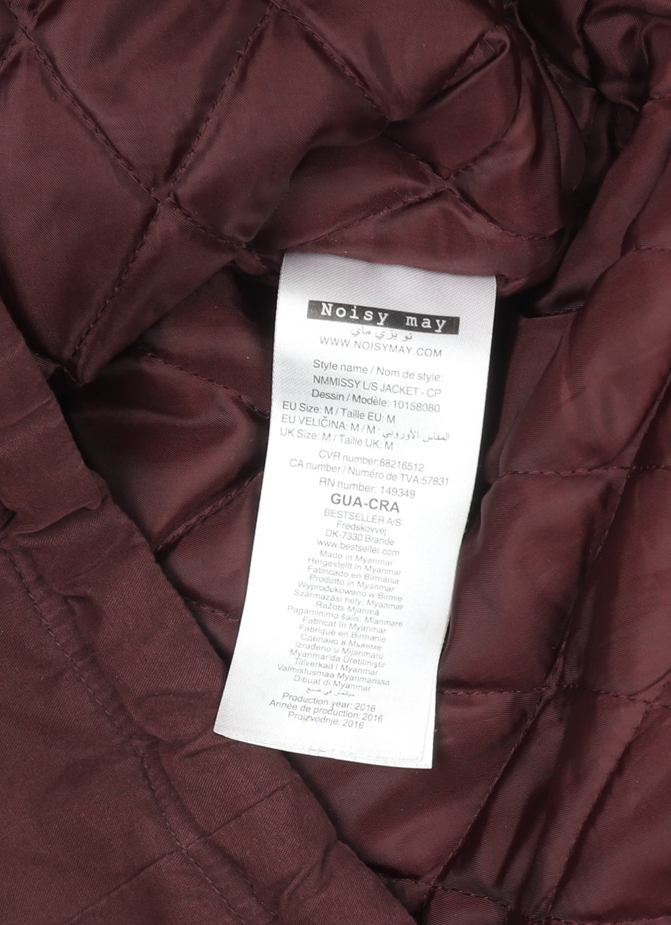 Noisy May Women’s Brown Hooded Parka Jacket M Lined Drawstring Zip Casual