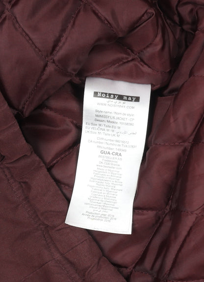 Noisy May Women’s Brown Hooded Parka Jacket M Lined Drawstring Zip Casual