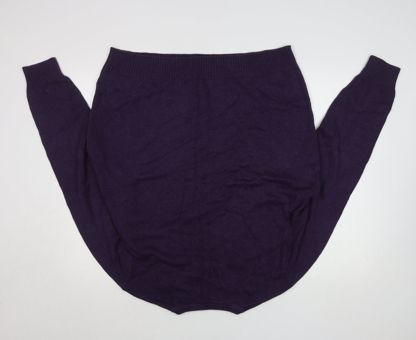 Maine New England Men's Purple Wool V-Neck Jumper XL