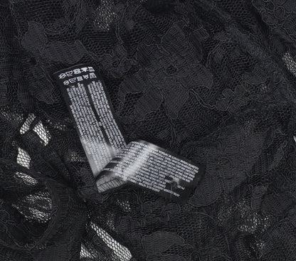 Primark Women's Black Lace Collared Cropped Blouse Size 14