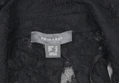 Primark Women's Black Lace Collared Cropped Blouse Size 14