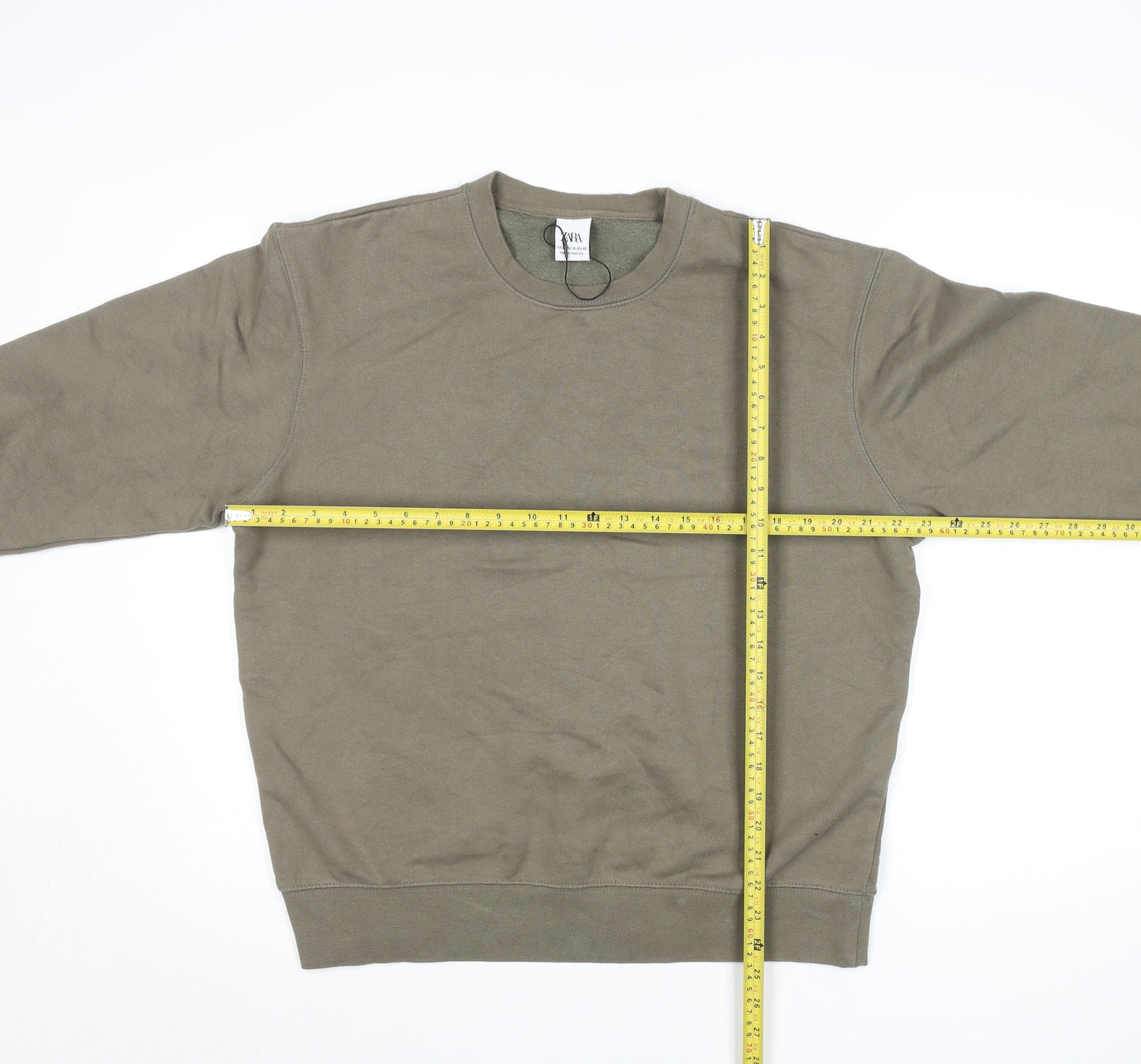 Zara Men’s Brown Cotton Fleece Crew Neck Sweatshirt Size M