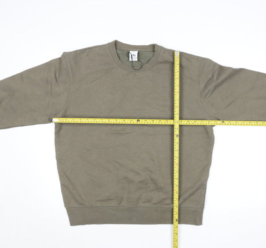 Zara Men’s Brown Cotton Fleece Crew Neck Sweatshirt Size M