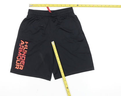 Under Armour Boys Black Medium Athletic Shorts Loose Fit with Drawstring