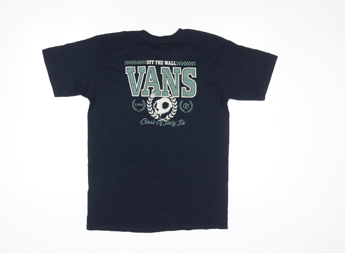 Vans Men's Navy Blue Graphic Short Sleeve Cotton T-Shirt Medium