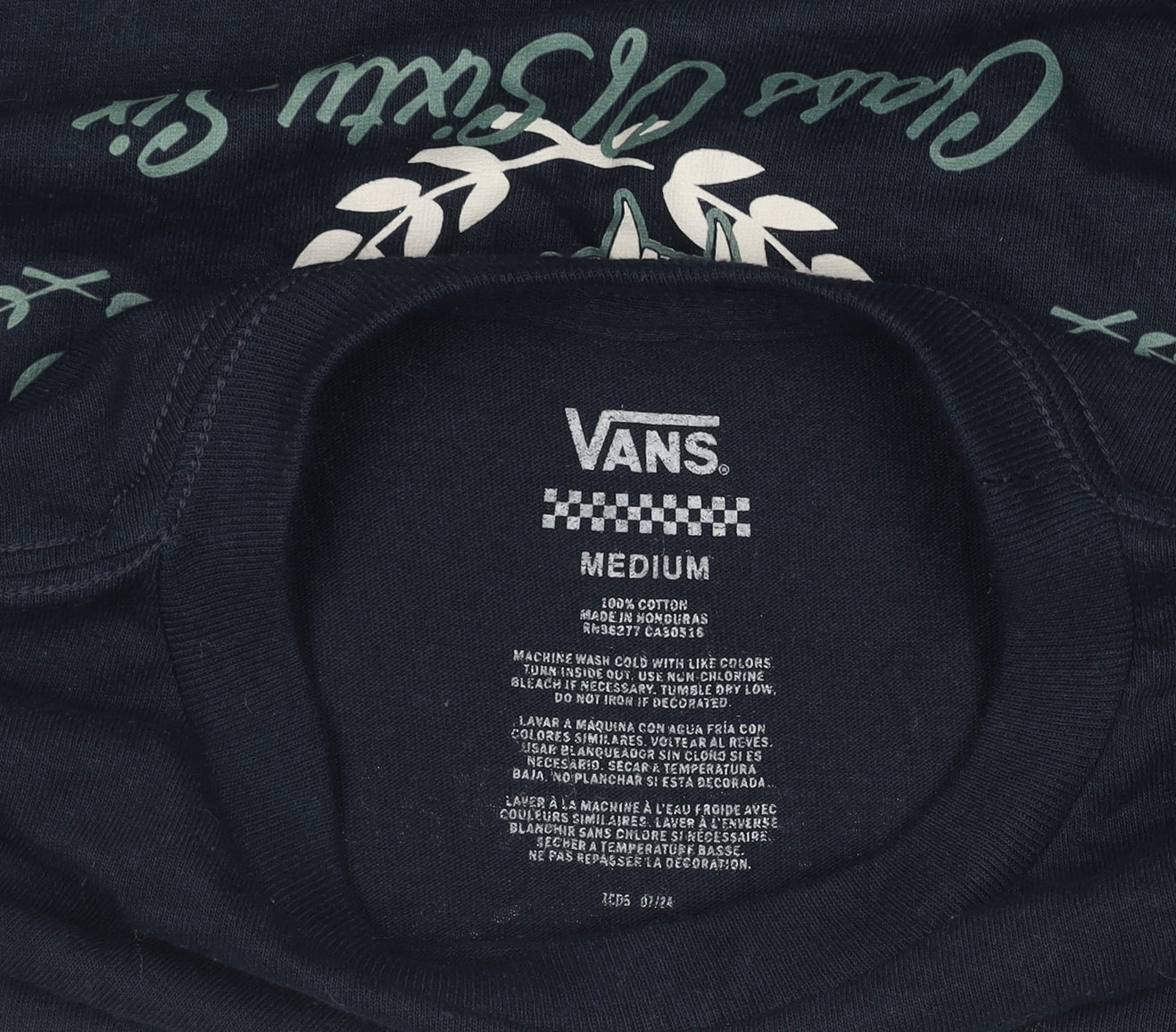 Vans Men's Navy Blue Graphic Short Sleeve Cotton T-Shirt Medium