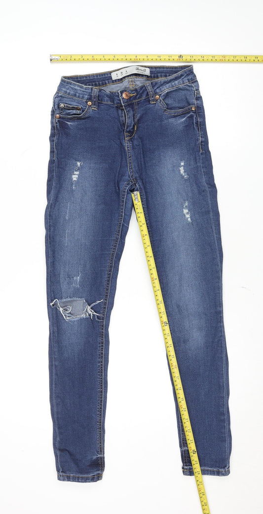 Denim Co. Women’s Blue Mid Rise Skinny Distressed Jeans Size 8