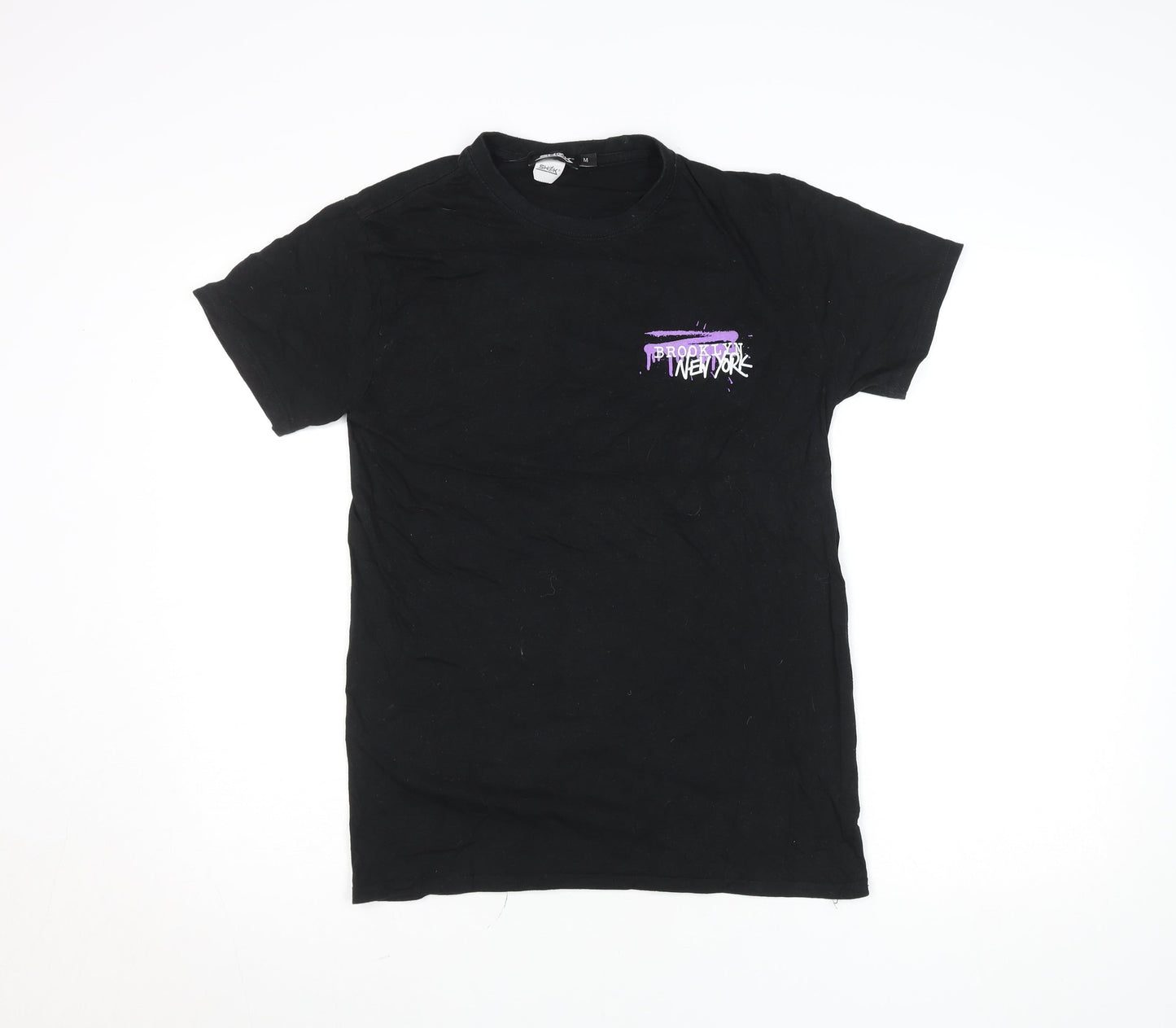 Womens UK Size M SHOK Black Basic T-Shirt