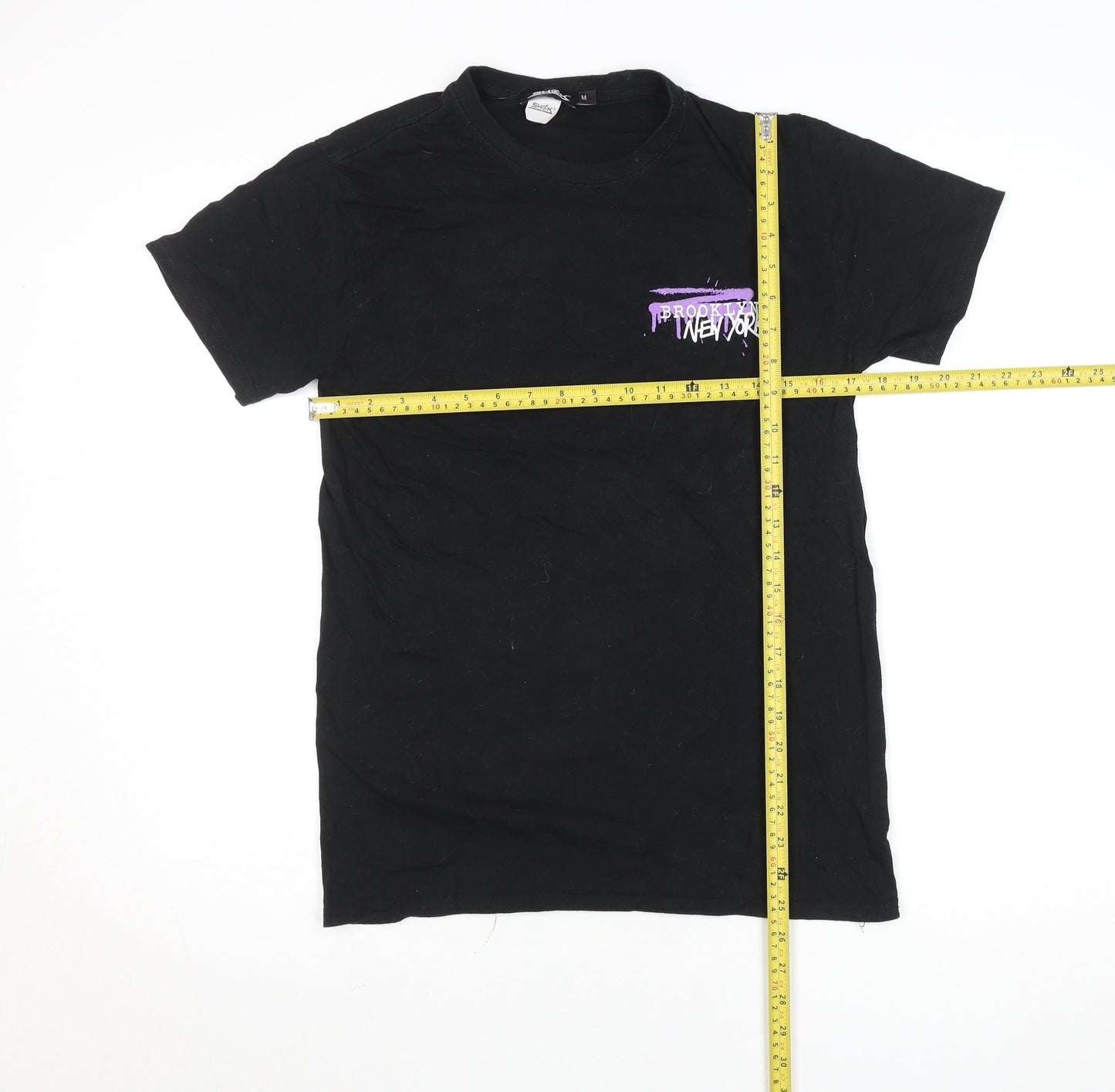 Womens UK Size M SHOK Black Basic T-Shirt