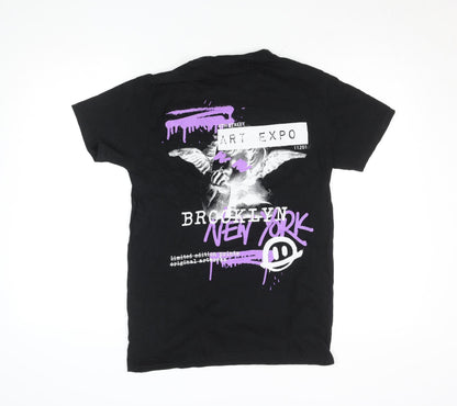 Womens UK Size M SHOK Black Basic T-Shirt