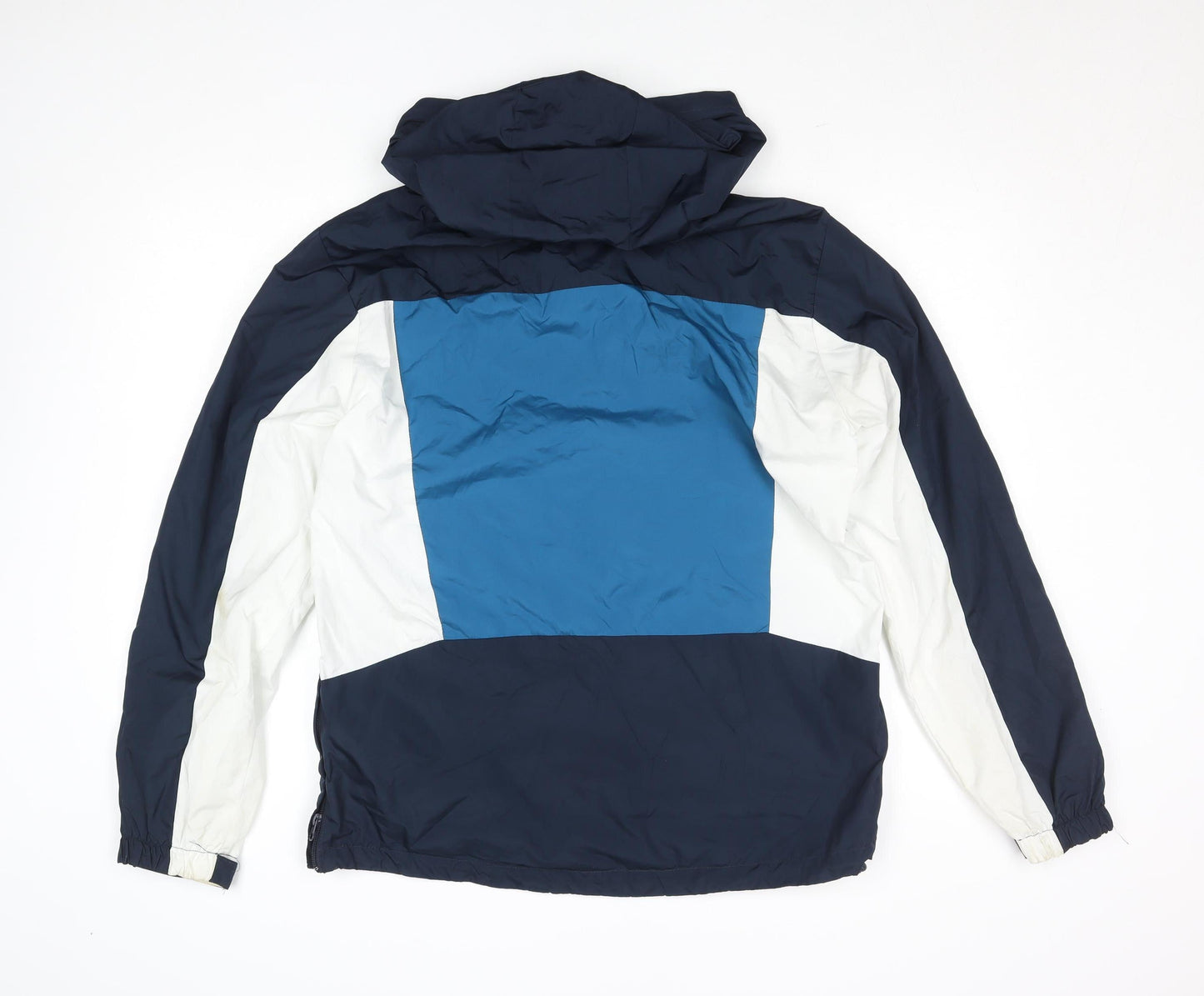 Primark Men Blue Colourblock Hooded Anorak Jacket Size M